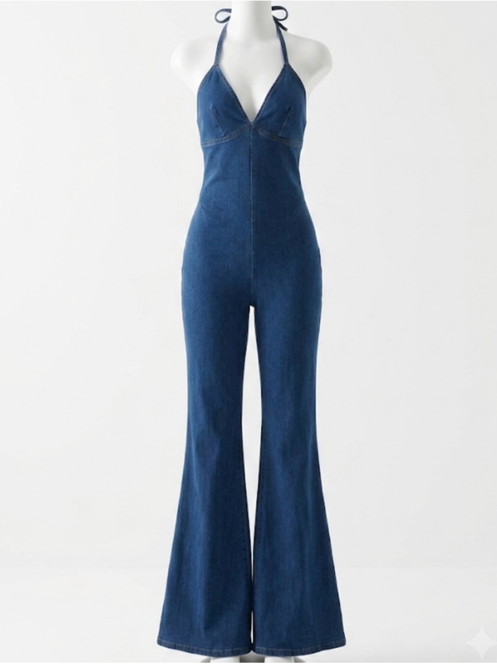 SHEIN Flared Women’s Denim Halter Jumpsuit L
